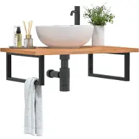 vidaXL Badkamer wandschap staal en massief beukenhout