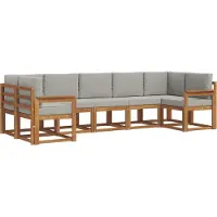 vidaXL Buiten bank set 7 st Naturel en lichtgrijs