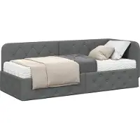 vidaXL Hoek Bed Frame Donkergrijs 80 x 200 cm Stof