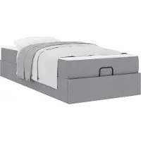 vidaXL bedframe met matras, 2 stuks, lichtgrijs, stoffen bekleding