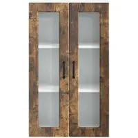 vidaXL Wandkast met glazen deuren, model PORTO, gerookt eikenhout, 60 x 31 x 100 cm