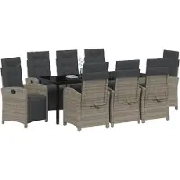 vidaXL Tuin Eettafel Set 9 st Grijs poly rattan