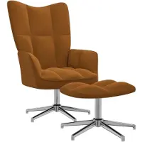 vidaXL Relaxstoel met voetenbank fluweel bruin