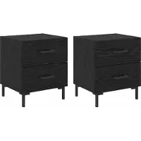 vidaXL Nachtkastje 2 st Zwart Eiken 40 x 35 x 47,5 cm Bewerkt hout