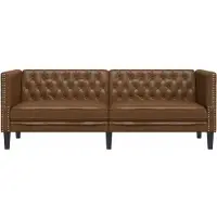 vidaXL Driezitsbank Chesterfield-stijl kunstleer bruin