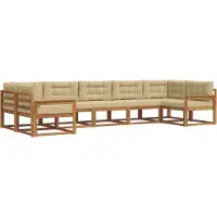 vidaXL Buiten bank set 7 st Natuurlijk en Beige