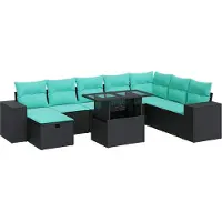 vidaXL 9-delige Loungeset met kussens poly rattan acacia grijs