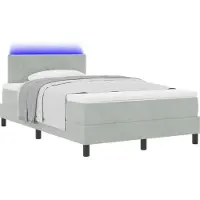 vidaXL LED boxspringbed met hoofdeinde, lichtgrijs, 120 x 190 cm, fluweel