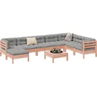 vidaXL 9-delige Loungeset met kussens massief douglas vurenhout