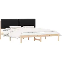 vidaXL Bedframe met Gevoerde Hoofdbord Zwart 200 x 200 cm