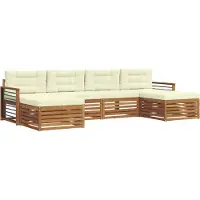 vidaXL Buiten bank set 6 st Natuurlijk en Crème Massief Acacia Hout