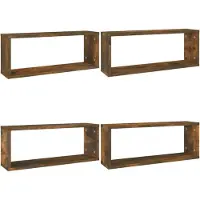 vidaXL Wandschappen kubus 4 st 60x15x23 cm bewerkt hout gerookt eiken