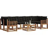 vidaXL Buiten bank set 8 st Natuurlijk en zwart