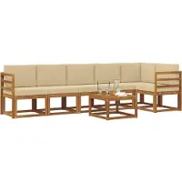 vidaXL Buiten bank set 7 st Natuurlijk en Beige