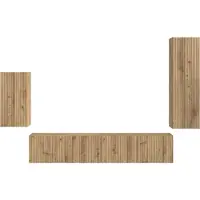 vidaXL Tv-meubelset 4 st Artisan Eiken Bewerkt hout