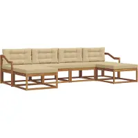 vidaXL Buiten bank set 6 st Natuurlijk en Beige
