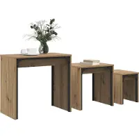 vidaXL Salontafel 3 st Artisan Eiken 60 x 35 x 56 cm Bewerkt hout