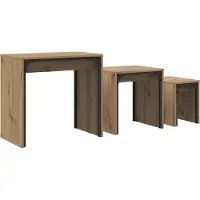 vidaXL Salontafel 3 st Artisan Eiken 60 x 35 x 56 cm Bewerkt hout