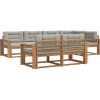 vidaXL Buiten bank set 8 st Naturel en lichtgrijs