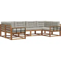 vidaXL Buiten bank set 6 st Natuurlijk en Licht Grijs