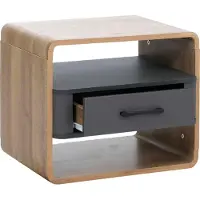 MCW Nachtkastje -P43, nachtkastje, nachtkast, ladekastje, lade van MDF 40x48x44 cm ~ Rivera-eikenlook, donkergrijs