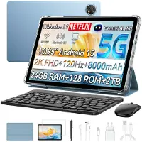 Blackview Zeno 10-tablet 11 inch 2K FHD 90 Hz, Dual SIM 4G+5G wifi, 24 GB (8+16) RAM + 128 GB ROM, 8800 mAh, pc-modus, Widevine L1, Face ID, 13 MP + 16 MP, GPS, OTG met toetsenbord en stylus, blauw