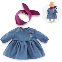 Corolle poppenkleding jeans jurk met sjaal voor 30cm pop denim.