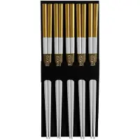 Tokyo Design Studio Eetstokjes Pak Van 5 Gold & White - Eetstokjes Hout Wood - 14698