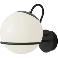 Astep Model 237/1 Model 238/1 Wandlamp 1 Opaline Sphere (14cm Diameter), Black Mount