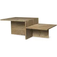 Ferm Living Distinct salontafel Dark Brown Travertine