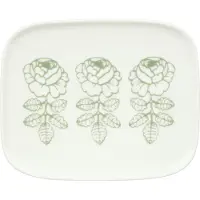 Marimekko Wedding Rose Bord 12x15 Cm Wit / Sage - Kleine borden Steengoed White - 075727-160
