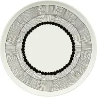 Marimekko Siirtolapuutarha Bord 25 Cm Zwart / Wit - Dinerborden Steengoed Black - 075530-190