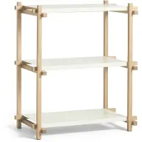 HAY Kast Woody Shelving Soaped Oak Frame 2.0 Almond White Steel Shelves Column Low
