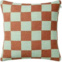 Chhatwal & Jonsson Buffalo Check Aqua-apricot orange, 50x50 cm
