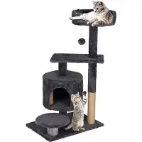 Springos Krabpaal - 5 Etages - Voor Katten - Toren - Meubelbescherming - 49 x 34 x 87 cm - Grafiet