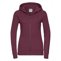 Russell athletic Russell Dames Premium Authentieke Hoodie met rits (3-laagse stof) (Bourgondië)