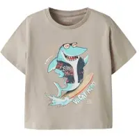 Name it MINI T-shirt grijs Jongens Stretchkatoen Ronde hals Printopdruk - maat 86