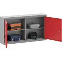 vidaXL Gereedschapskast met plank Rood en Grijs 100 x 20 x 55 cm Staal
