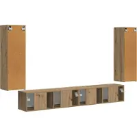 vidaXL Tv Wandkast Set 4 st Artisan Eiken Bewerkt hout