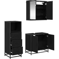 vidaXL Badkamermeubel Set 3 st Zwart Eiken 65 x 33 x 60 cm