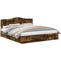 vidaXL Opbergbed met lade Rook Eiken 180 x 200 cm Bewerkt hout