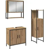 vidaXL Badkamermeubel Set 3 st Bruin 33 x 33 x 113,5 cm Bewerkt hout