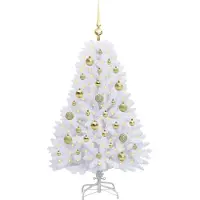 vidaXL Kunstmatige Hinged Kerstboom Wit 120 cm PVC en Staal
