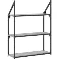 vidaXL Wandrek 3-laags 60x21x78,5 cm bewerkt hout grijs sonoma
