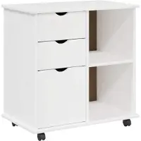 vidaXL Rollende kast Wit 63,5 x 39 x 65,5 cm Massief vurenhout