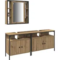 vidaXL Badkamermeubels 3 st Bruin 80 x 30 x 60 cm Bewerkt hout