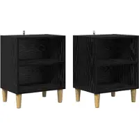 vidaXL Bedkast 2 st Zwart Eiken 40 x 30 x 50 cm Bewerkt hout