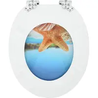 vidaXL Toiletbril Zee Schelp 44 x 38 cm Bewerkt hout