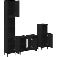 vidaXL Badkamermeubel Set 3 st Zwart eiken 30 x 30 x 190 cm
