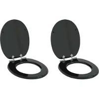vidaXL Zacht-sluit toiletzitting 2 pcs Zwart 44 x 38 cm MDF bord